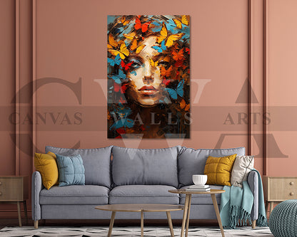 Abstract Woman Butterfly Canvas Wall Art