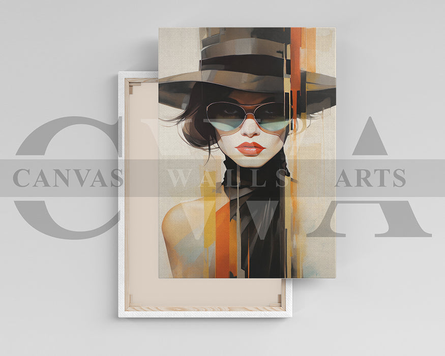 Abstract Woman Cap Painting Canvas Wall Art