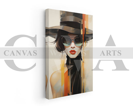 Abstract Woman Cap Painting Canvas Wall Art