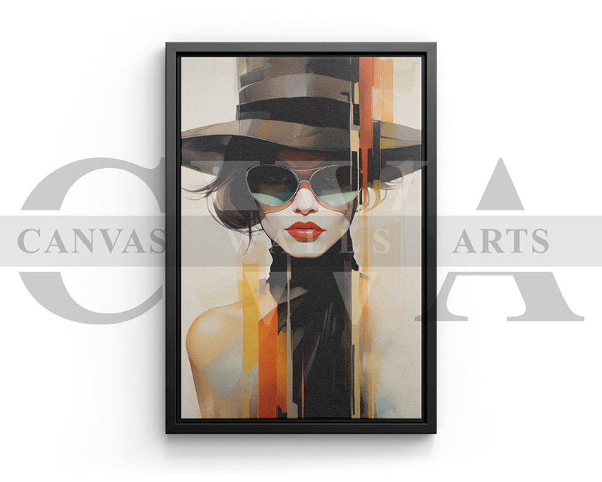 Abstract Woman Cap Painting Canvas Wall Art
