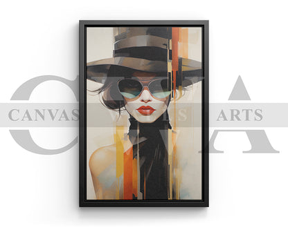 Abstract Woman Cap Painting Canvas Wall Art