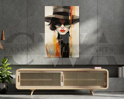 Abstract Woman Cap Painting Canvas Wall Art