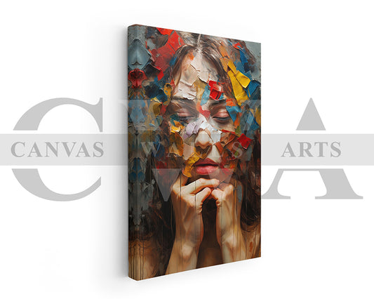Abstract Woman Painting Canvas Wall Art