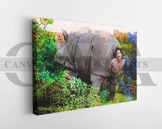 Ace Ventura Rhino Birth Canvas Wall Art Abstract Movie Poster Print