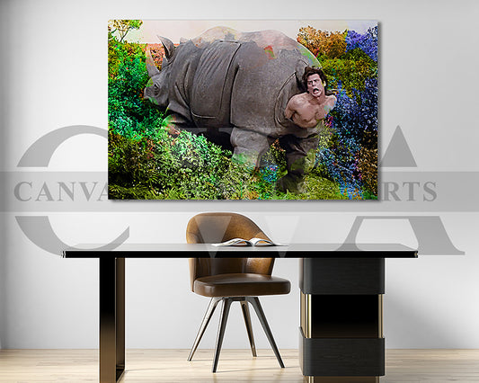 Ace Ventura Rhino Birth Canvas Wall Art Abstract Movie Poster Print