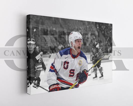 Adam Fox Black & White Canvas Art Ice hockey Canvas Wall Art