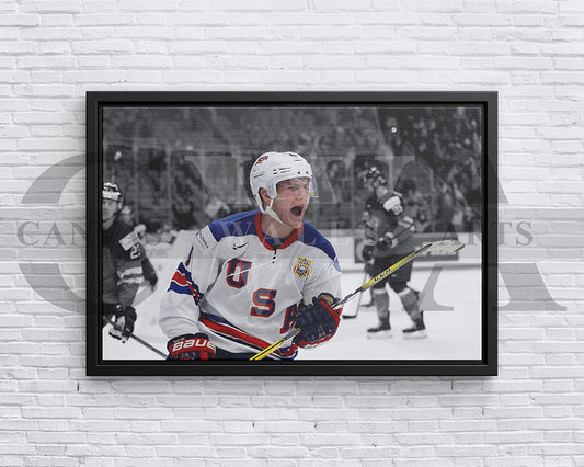 Adam Fox Black & White Canvas Art Ice hockey Canvas Wall Art