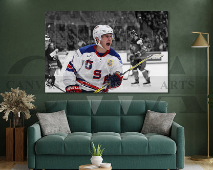 Adam Fox Black & White Canvas Art Ice hockey Canvas Wall Art
