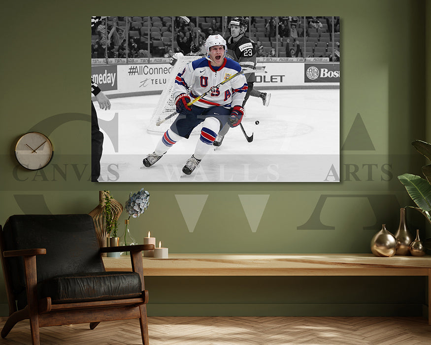 Adam Fox Black & White Canvas Art Ice hockey Canvas Wall Art