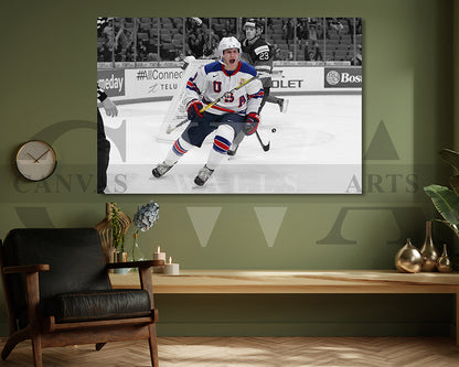 Adam Fox Black & White Canvas Art Ice hockey Canvas Wall Art