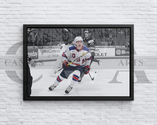 Adam Fox Black & White Canvas Art Ice hockey Canvas Wall Art