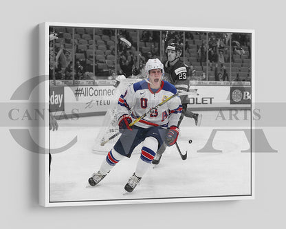 Adam Fox Black & White Canvas Art Ice hockey Canvas Wall Art