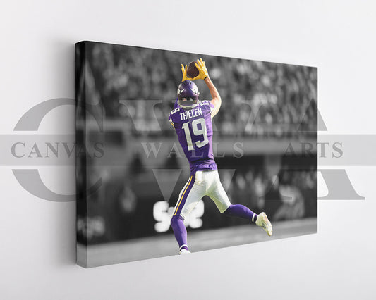 Adam Thielen Black & White Canvas Art American Football Canvas Wall Art