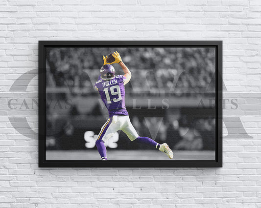 Adam Thielen Black & White Canvas Art American Football Canvas Wall Art