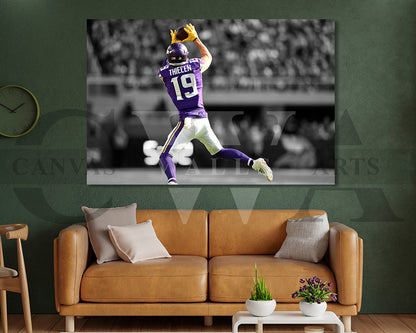 Adam Thielen Black & White Canvas Art American Football Canvas Wall Art