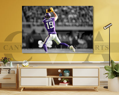 Adam Thielen Black & White Canvas Art American Football Canvas Wall Art