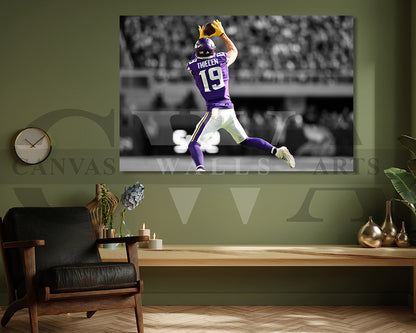 Adam Thielen Black & White Canvas Art American Football Canvas Wall Art