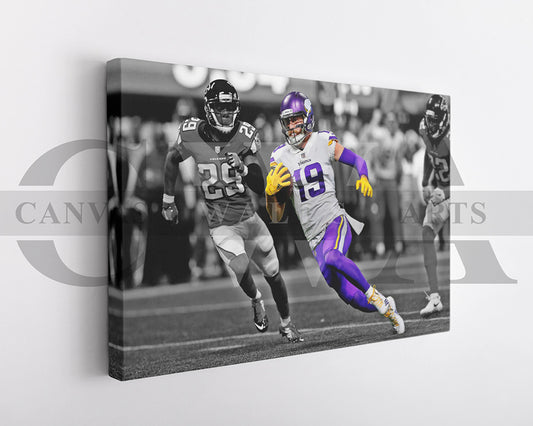 Adam Thielen Black & White Canvas Art American Football Canvas Wall Art