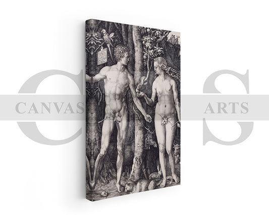 Adam and Eve Standing by Albrecht Durer Painting Canvas Wall Art