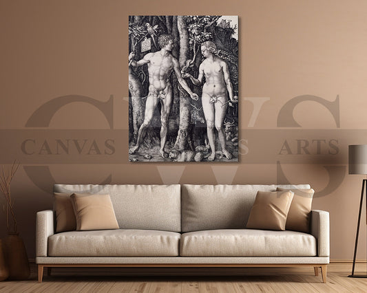 Adam and Eve Standing by Albrecht Durer Painting Canvas Wall Art