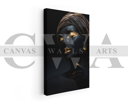 African Black and Gold Woman Canvas Print