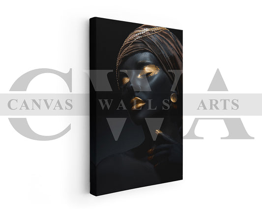 African Black and Gold Woman Canvas Print
