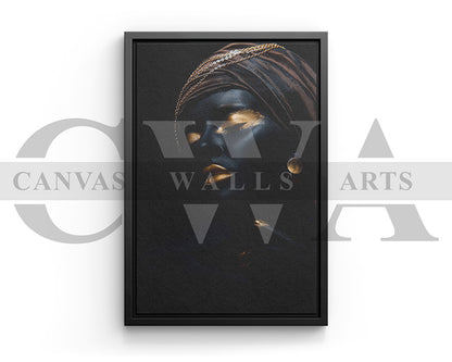 African Black and Gold Woman Canvas Print