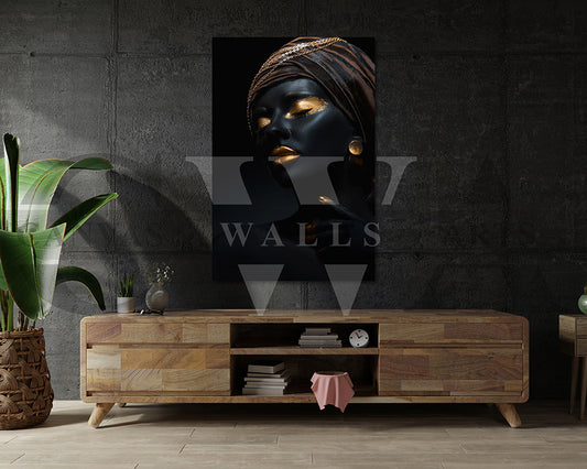 African Black and Gold Woman Canvas Print