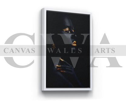 African Black and Gold Woman Canvas Wall Art