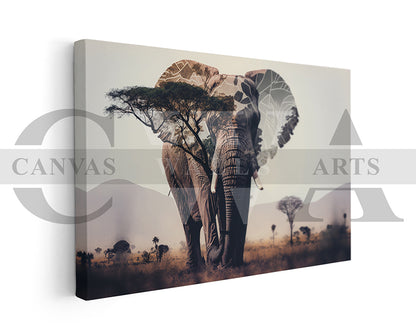 African Elephant Canvas Wall Art Animal Poster Print
