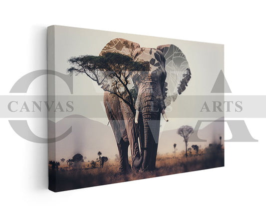 African Elephant Canvas Wall Art Animal Poster Print