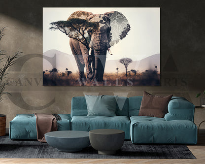 African Elephant Canvas Wall Art Animal Poster Print