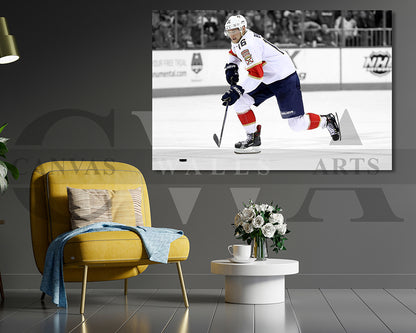 Aleksander Barkov Black & White Canvas Art Ice hockey Canvas Wall Art