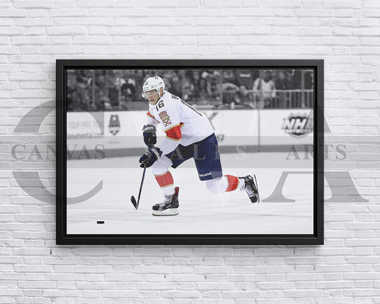 Aleksander Barkov Black & White Canvas Art Ice hockey Canvas Wall Art