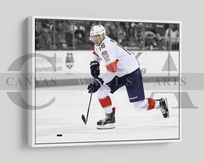 Aleksander Barkov Black & White Canvas Art Ice hockey Canvas Wall Art
