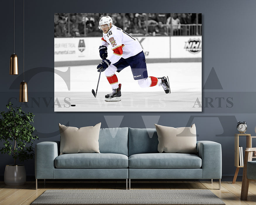 Aleksander Barkov Black & White Canvas Art Ice hockey Canvas Wall Art