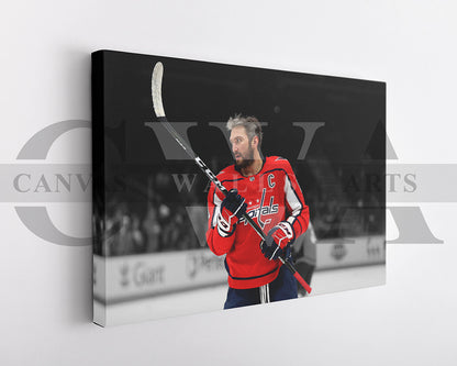 Alexander Ovechkin Black & White Canvas Art Ice hockey Canvas Wall Art