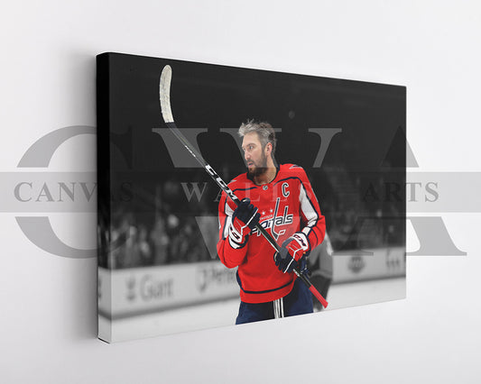 Alexander Ovechkin Black & White Canvas Art Ice hockey Canvas Wall Art