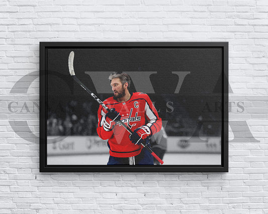 Alexander Ovechkin Black & White Canvas Art Ice hockey Canvas Wall Art