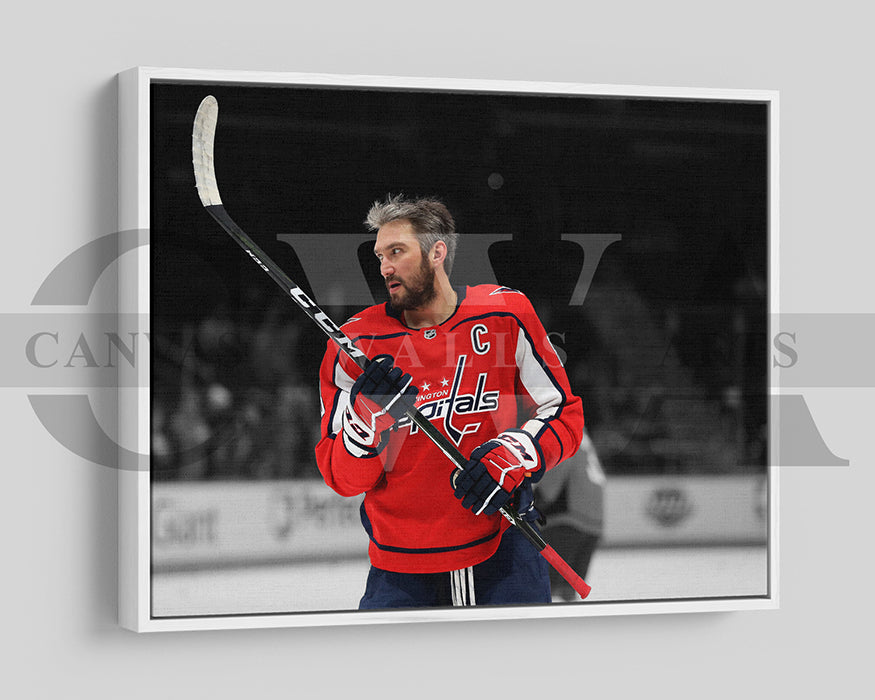 Alexander Ovechkin Black & White Canvas Art Ice hockey Canvas Wall Art