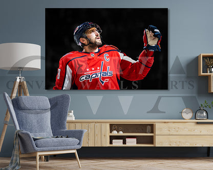 Alexander Ovechkin Black & White Canvas Art Ice hockey Canvas Wall Art