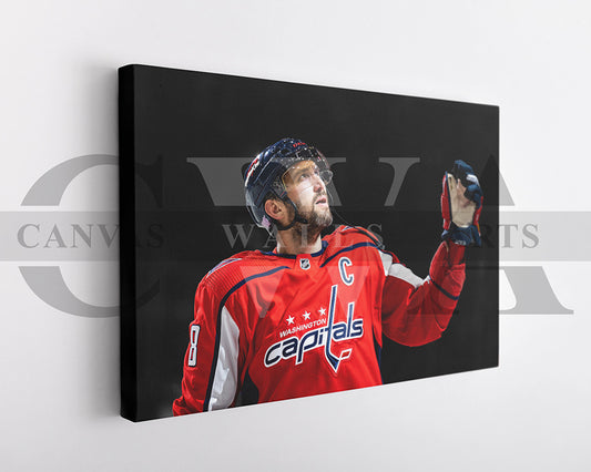 Alexander Ovechkin Black & White Canvas Art Ice hockey Canvas Wall Art