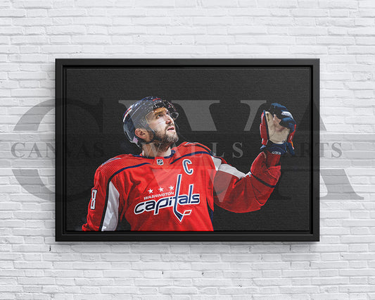 Alexander Ovechkin Black & White Canvas Art Ice hockey Canvas Wall Art