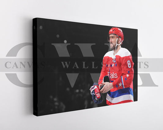 Alexander Ovechkin Black & White Canvas Art Ice hockey Canvas Wall Art