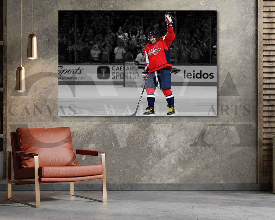Alexander Ovechkin Black & White Canvas Art Ice hockey Canvas Wall Art