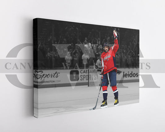 Alexander Ovechkin Black & White Canvas Art Ice hockey Canvas Wall Art