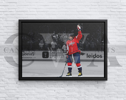 Alexander Ovechkin Black & White Canvas Art Ice hockey Canvas Wall Art
