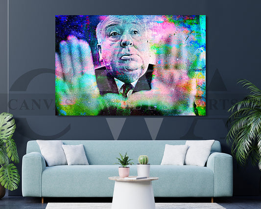 Alfred Hitchcock Canvas Wall Art Abstract Movie Poster Print