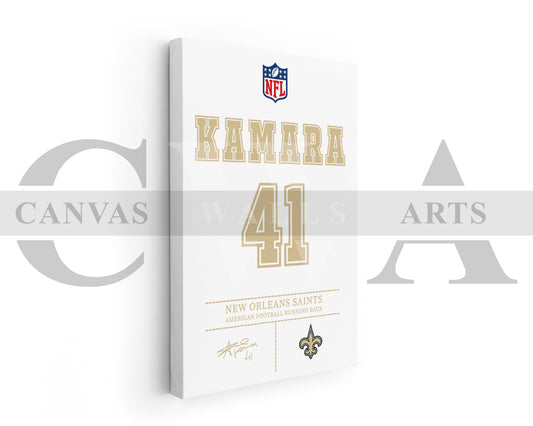 Alvin Kamara Canvas Wall Art - NFL Jersey Poster | Ready to Hang Sports Canvas Print