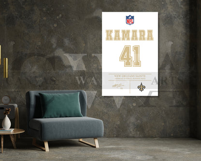 Alvin Kamara Canvas Wall Art - NFL Jersey Poster | Ready to Hang Sports Canvas Print